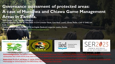 Governance assessment of protected areas: A case of Mumbwa and Chiawa Game Management Areas in Zambia.