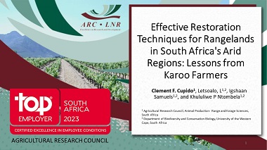 Effective Restoration Techniques for Rangelands in South Africa's Arid Regions: Lessons from Karoo Farmers